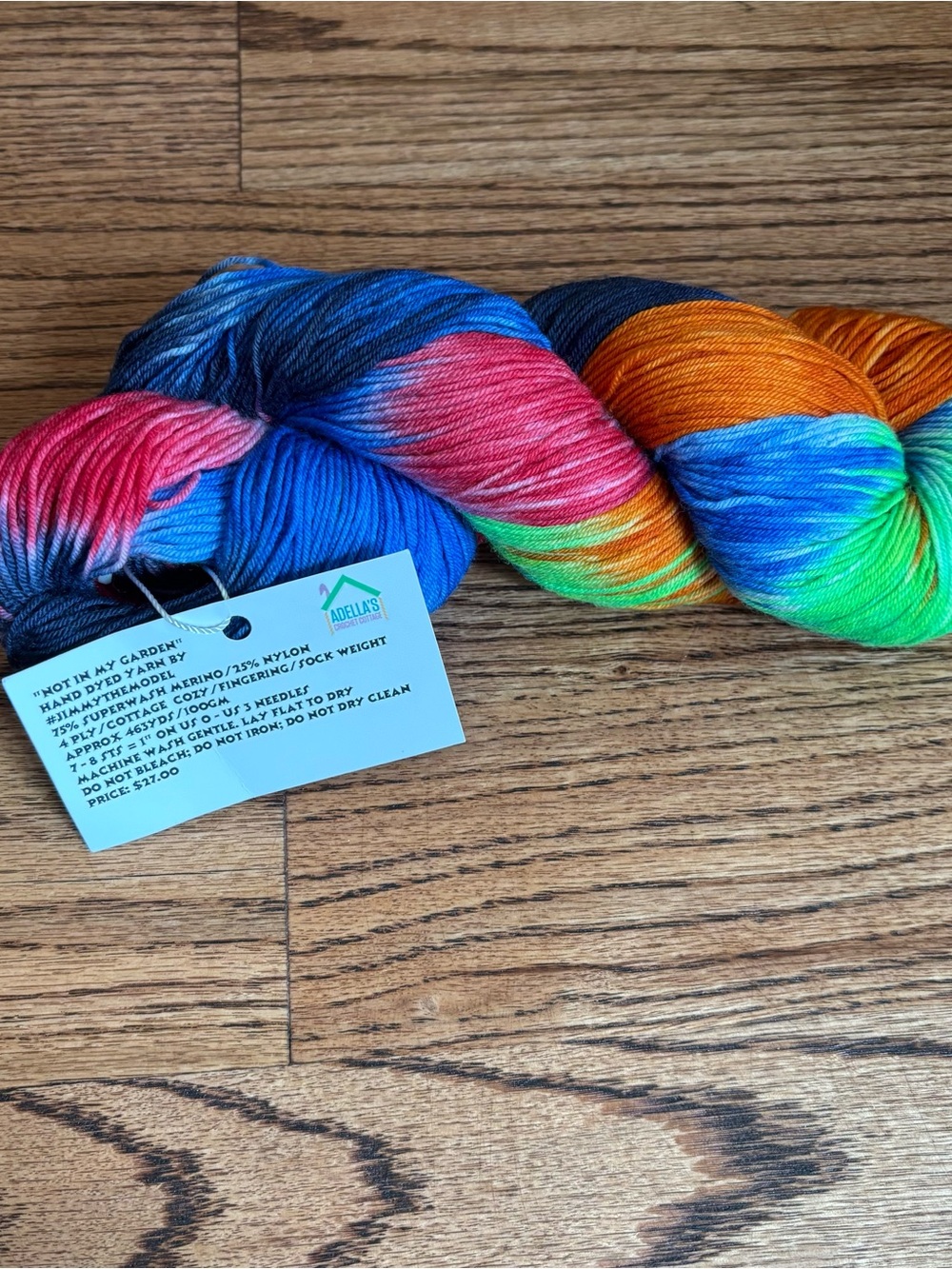 Adella’s Crochet Cottage Yarn Fingering Red Blue Green Wool Blend Knit Crochet